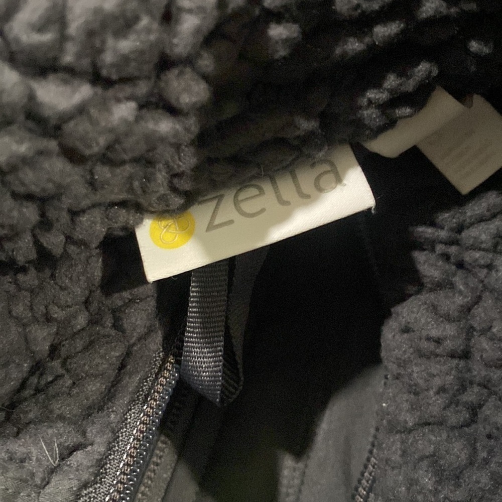 Zella Faux Shearling Pullover Jacket Mix it Up 1/2 Zip Gray S - Picture 5 of 6